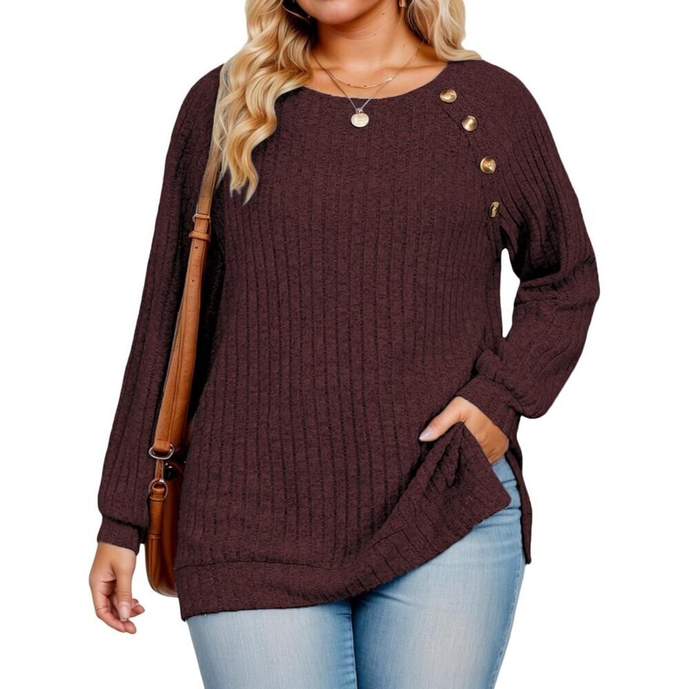 Plus Size Long Sleeve Shirts Rayon Polyester Spandex Casual Tunic Blouses